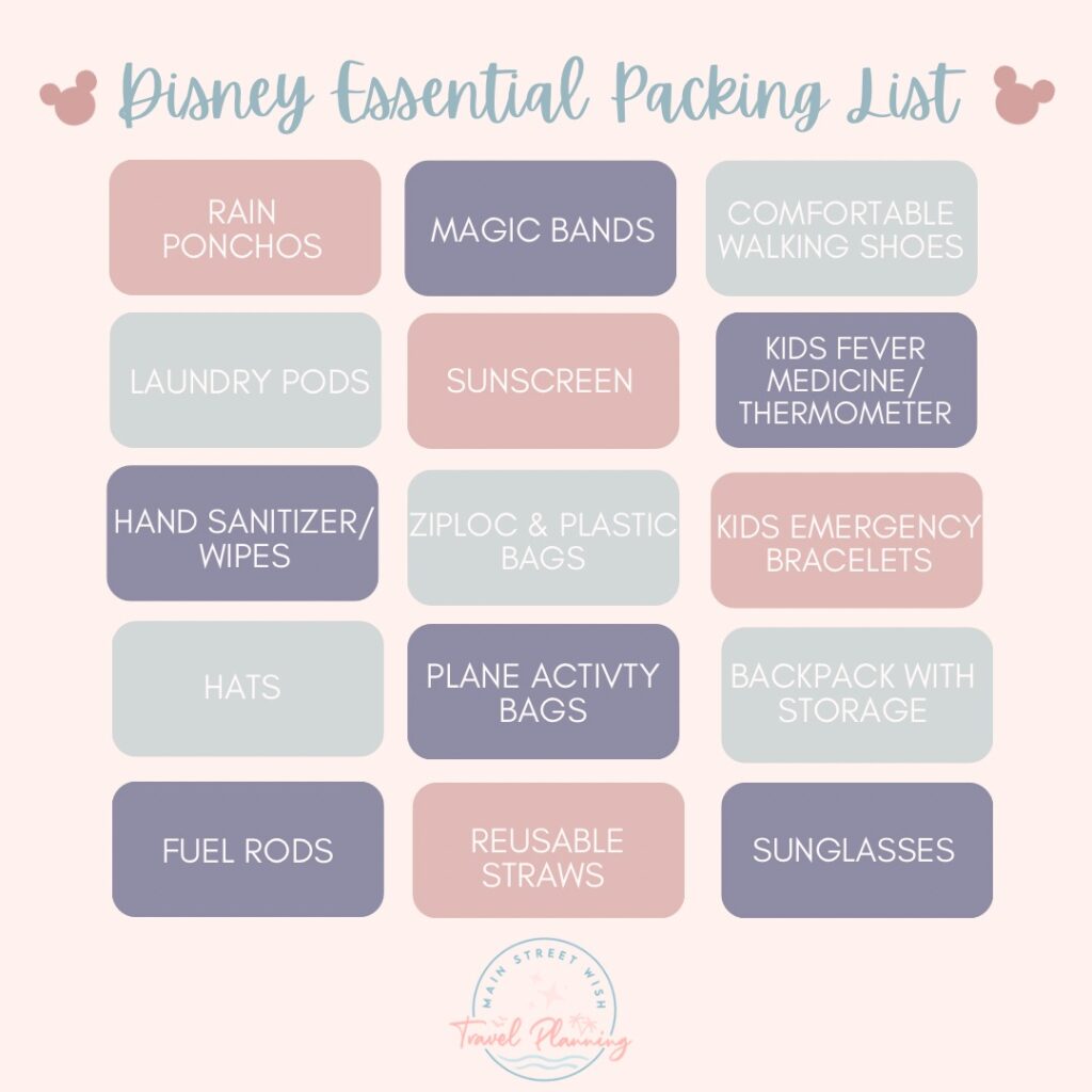 Disney Essential Packing List - Main Street Wish